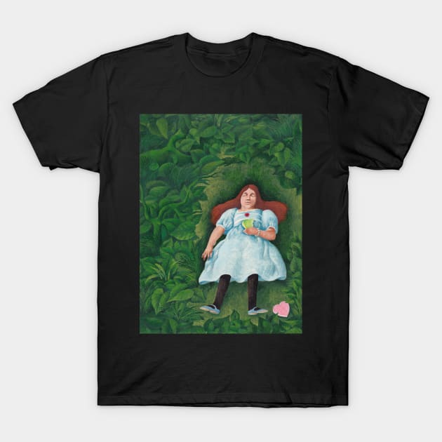 Girl lying down in a field T-Shirt by FrisoHenstra